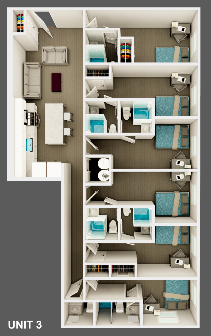 Floor plan for 6 beds, 6.5 baths, 1486 sqft